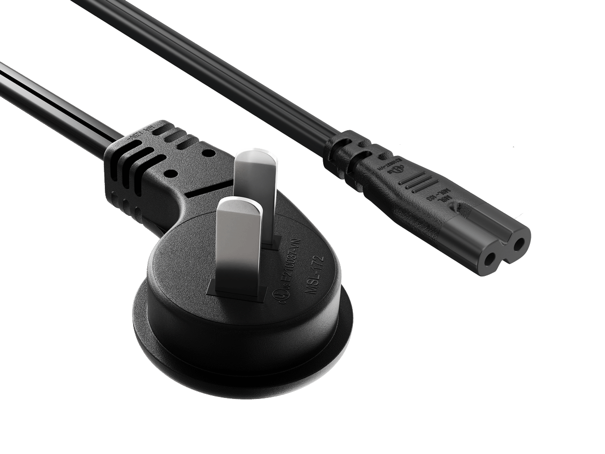Cable Leader Low Profile Flat Plug 2 Prong Power Cord, Non Polarized ...