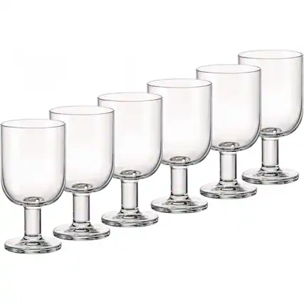 Front. Bormioli Rocco - Bormioli Rocco Hosteria Goblet Wine Glasses Set of 6, Clear, 11.75 Oz, Stackable - Clear.