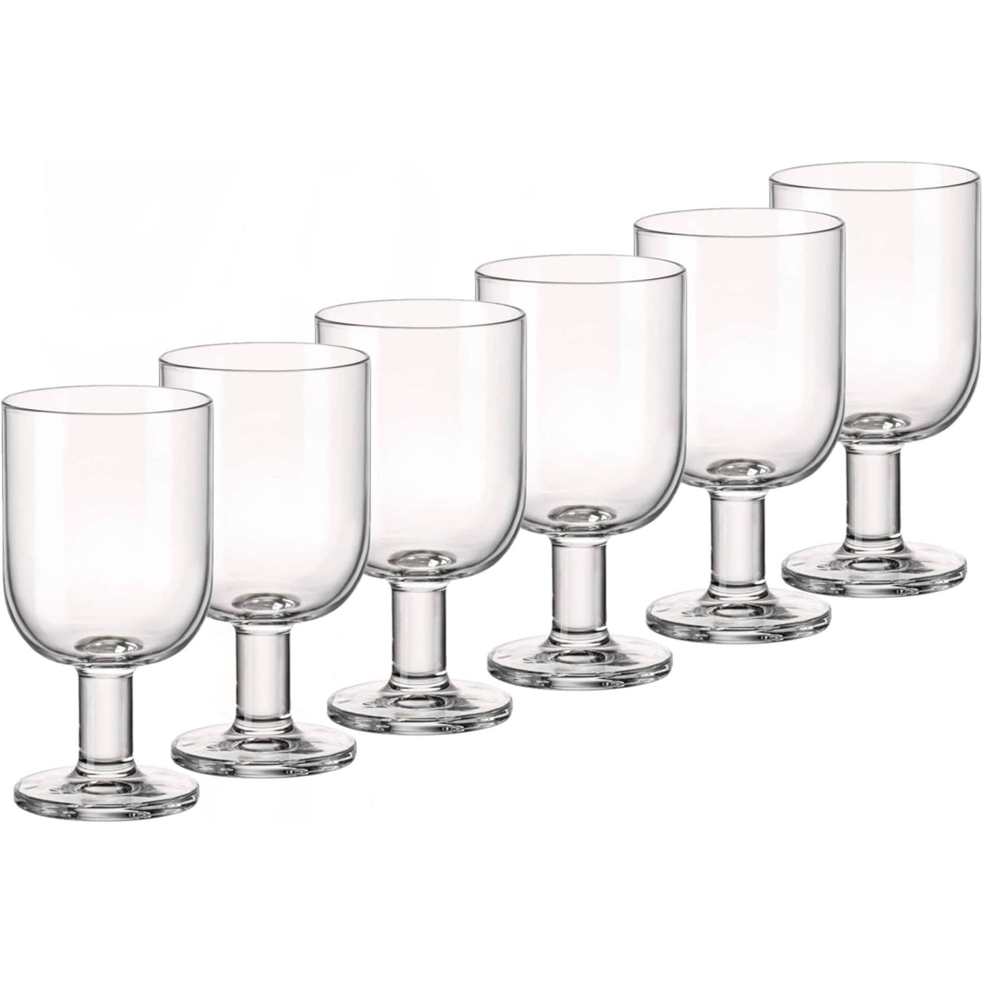 Front. Bormioli Rocco - Bormioli Rocco Hosteria Goblet Wine Glasses Set of 6, Clear, 11.75 Oz, Stackable - Clear.