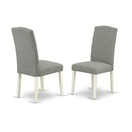 East West Furniture - Dining Room Set Linen White - Brown