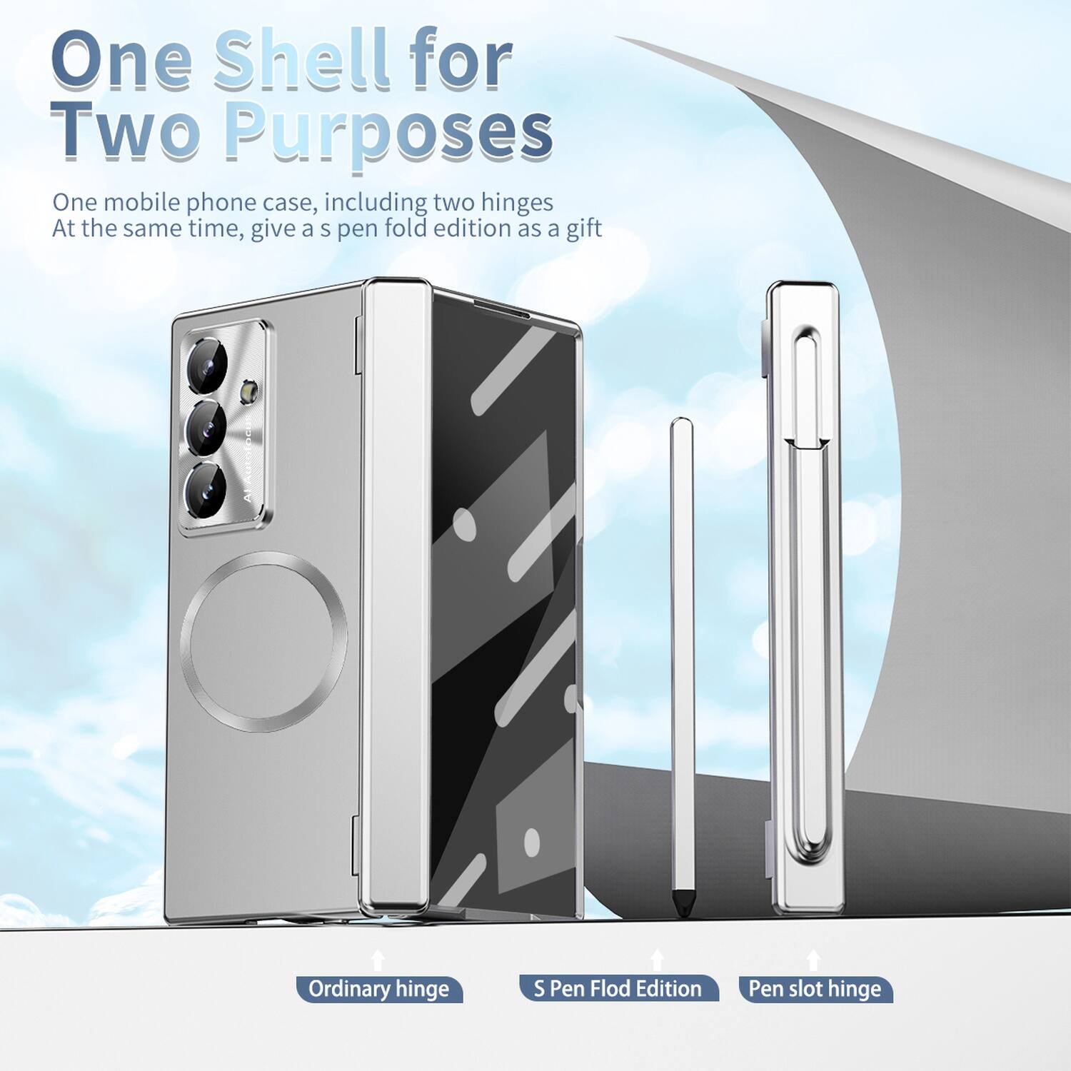 One Shell for Two Purposes

One mobile phone case, including two hinges. At the same time, give a S pen fold edition as a gift.

- Ordinary hinge
- S Pen Fold Edition
- Pen slot hinge