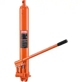 VEVOR - Hydraulic Long Ram Jack, 8 Ton Engine Hoist Cylinder with Double Piston Pump And Clevis Base, Hydraulic Ram Cylinder - Orange