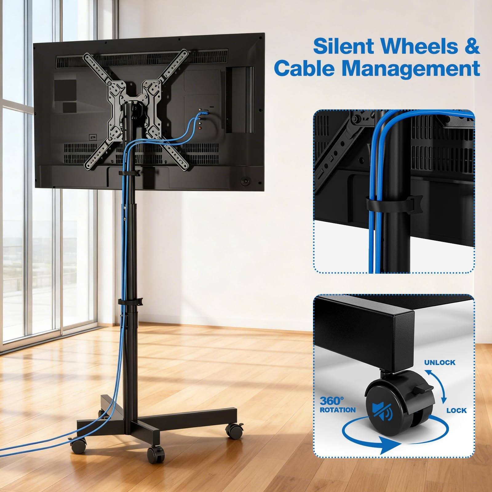 Silent Wheels & Cable Management

UNLOCK 360° Rotation LOCK