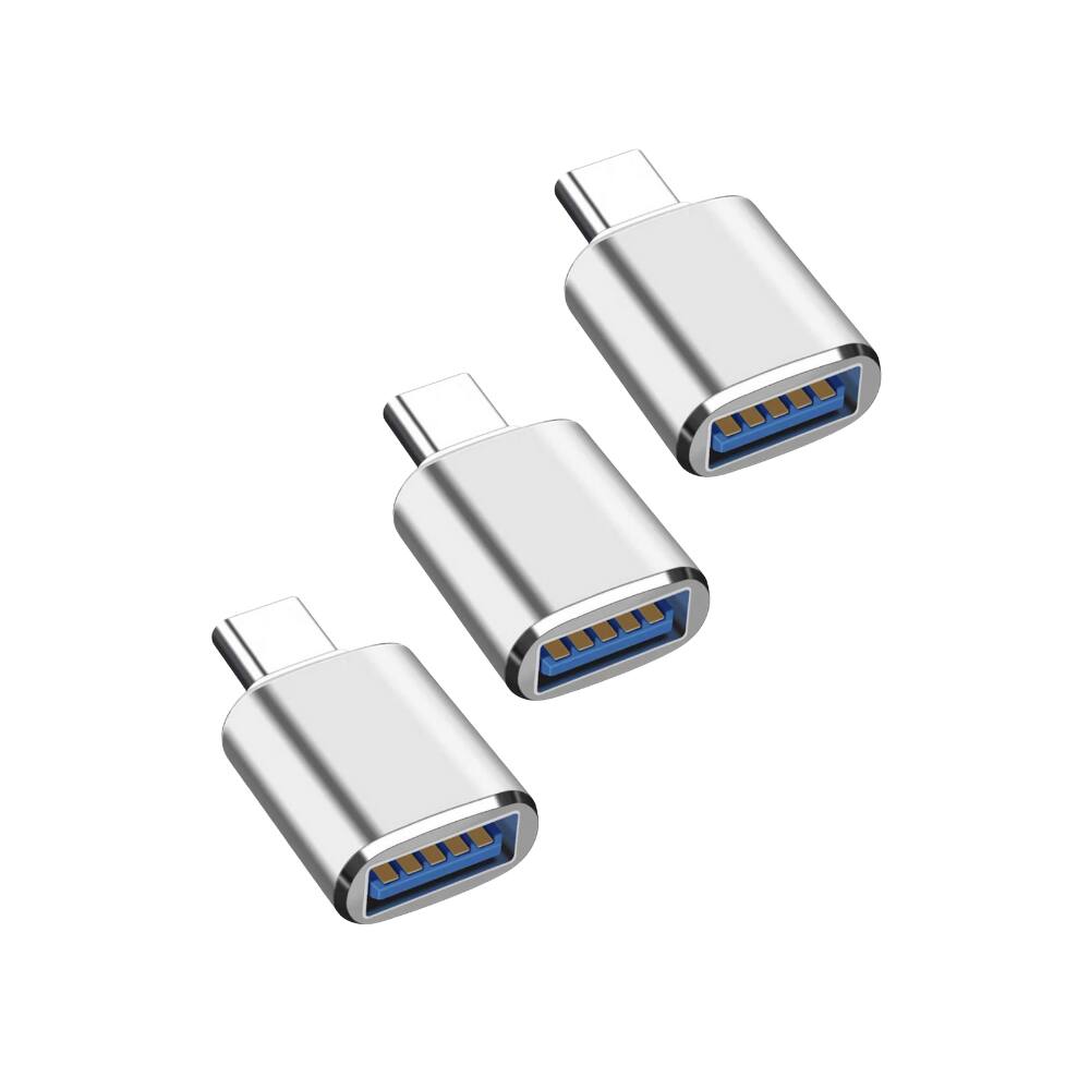 Alt View 1. Qixxronics - 3 Pack USB C to USB Adapter, Type C Male to USB Female Adapter OTG for MacBook Pro/Air and Other Type C Devices - Silver.