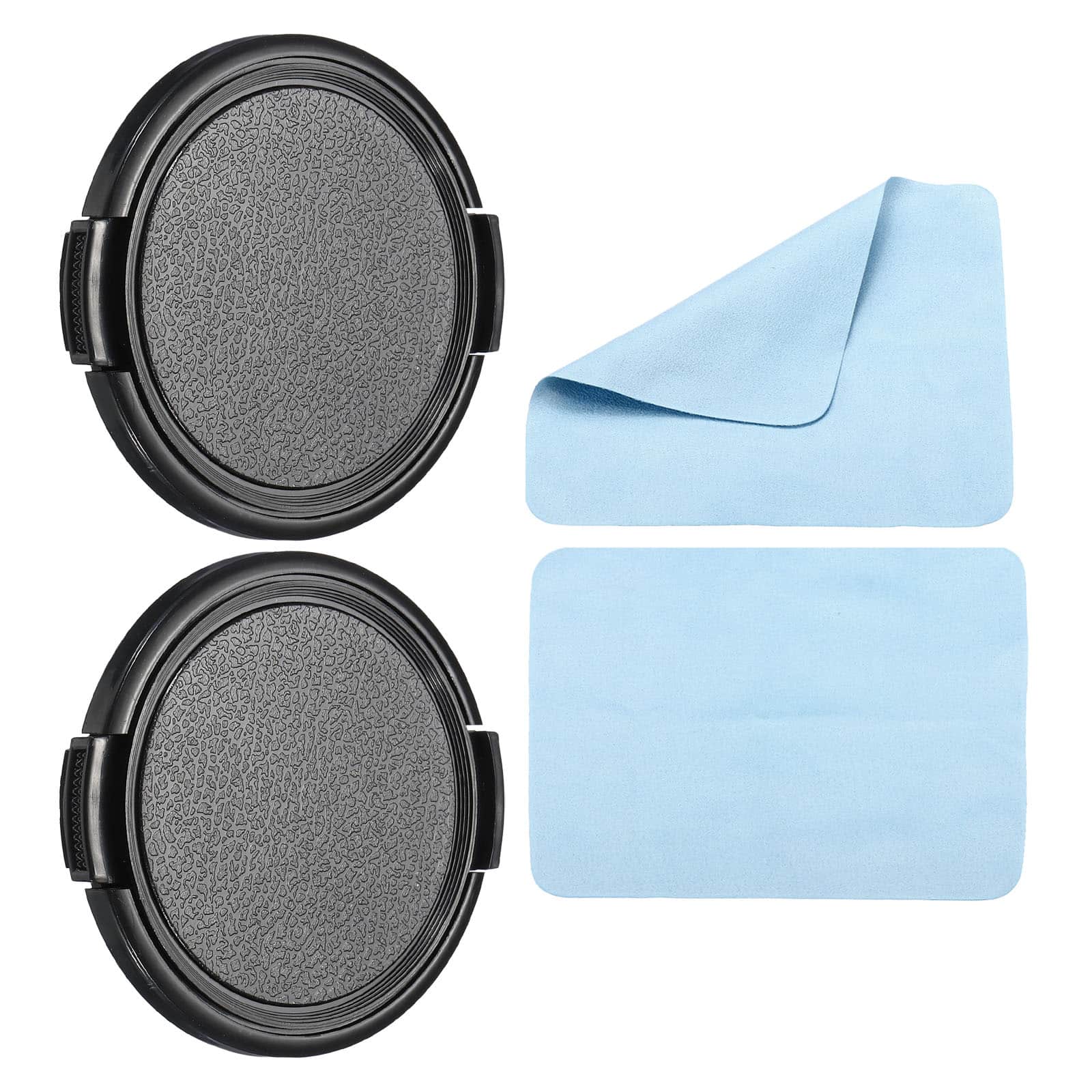 Unique Bargains - 2pcs 58mm Sides Pinch Lens Cap with Cloth for Nikon/Fujifilm/Pentax/Leica - Black