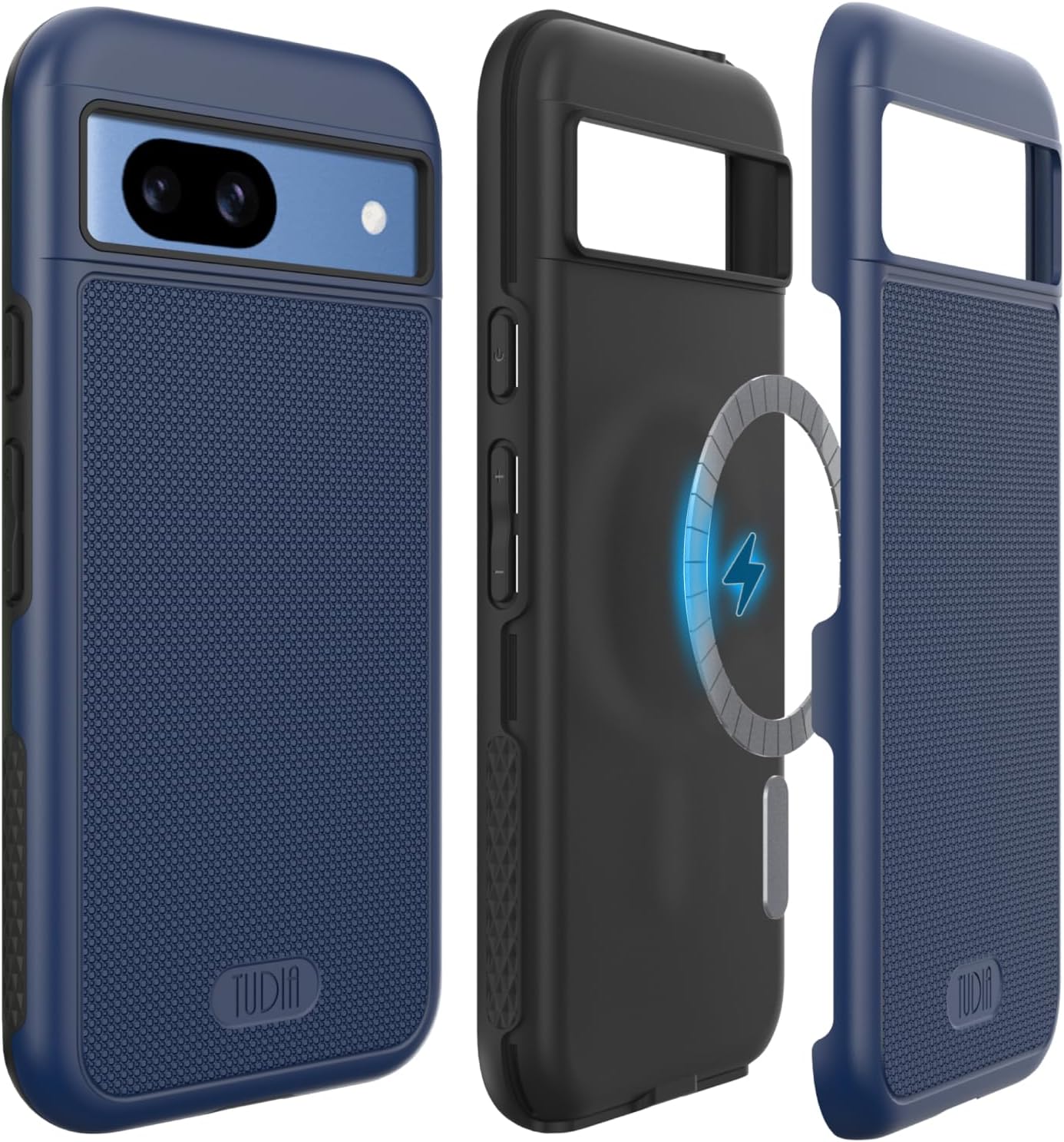 Front. TUDIA - TUDIA MergeGrip for Google Pixel 8a Case Magsafe Compatible Phone Case - Indigo Blue - Magnetic Indigo Blue.