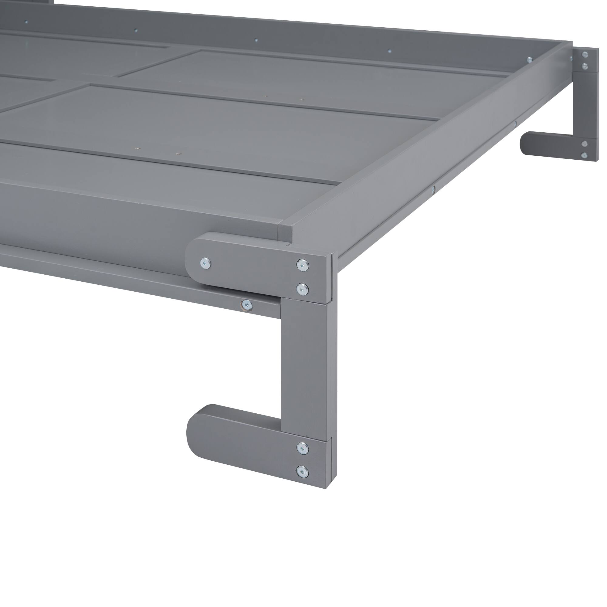 Alt View 5. Tiramisubest - Queen Size Murphy Bed with Shelf, Gray: Solid Wood+MDF, 86x70x87, 192lbs - Gray.