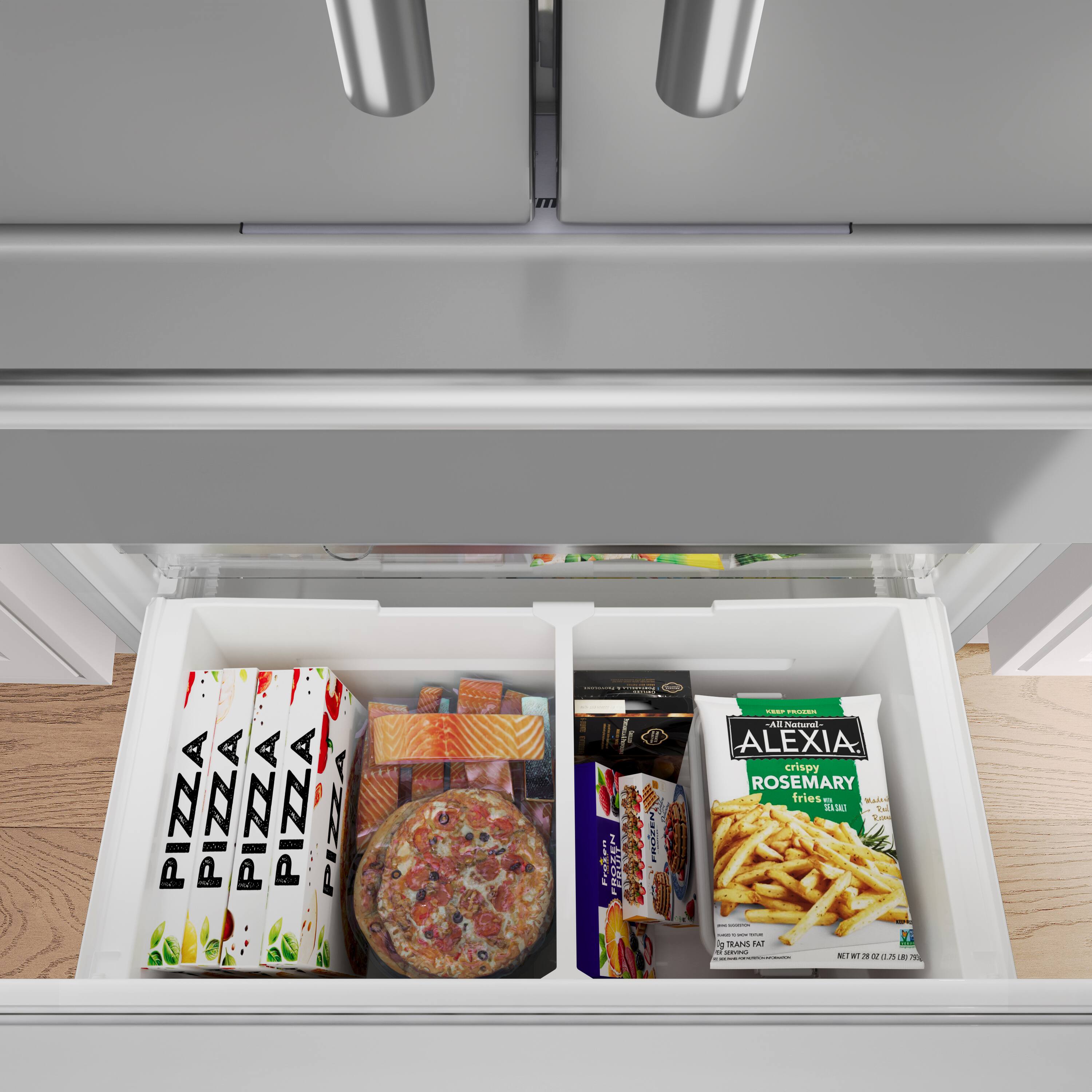 The text on the image reads: "I won't tell 2 Fritten form: Frozen All Natural Alexia crispy Rosemary fries - Made with SANS gluten - I I - I - I - SANS gluten."