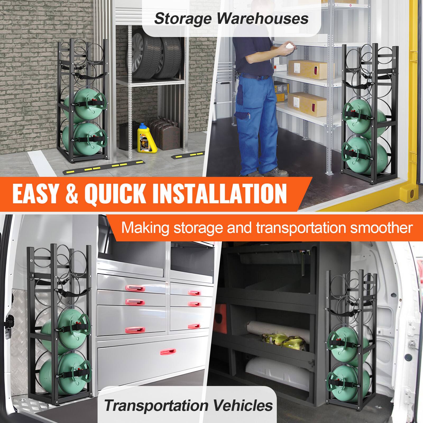 Storage Warehouses  
EASY & QUICK INSTALLATION  
Making storage and transportation smoother  
Transportation Vehicles