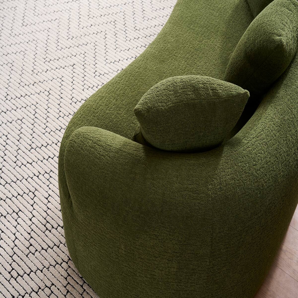 Alt View 9. Ropilly - Ropilly Curved Loveseat Sofa in Green Chenille, No Assembly Small Space Apartment Sofa with Pillows - Antique Green.