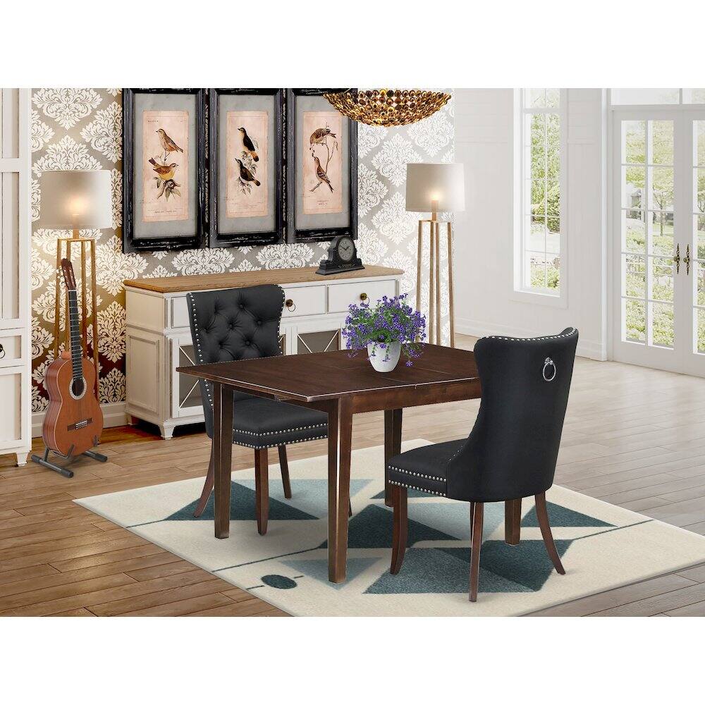 Alt View 9. East West Furniture - 3 Piece Dining Set Consists of a Rectangle Kitchen Table with Butterfly Leaf - Red.