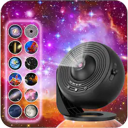 ACJPR - Galaxy Projector for Bedroom, HD Star Projector with 13 Film Discs, 360° Rotating Planetarium Light, Adjustable Knob, 1/