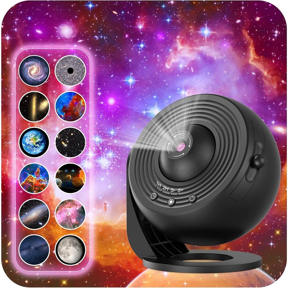 Front. ACJPR - Galaxy Projector for Bedroom, HD Star Projector with 13 Film Discs, 360° Rotating Planetarium Light, Adjustable Knob, 1/.