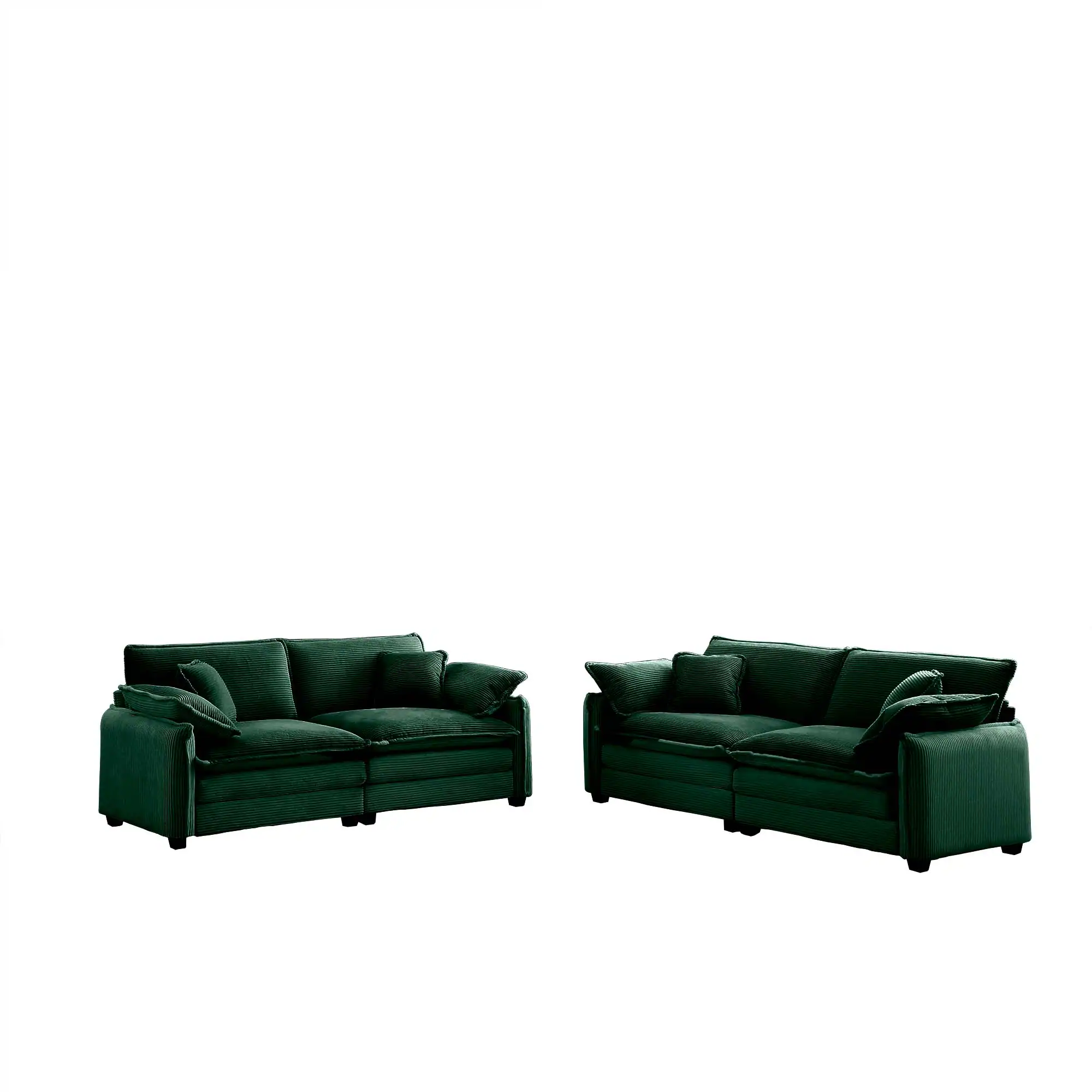 Alt View 2. LOVMOR - Family sofa set Deep Seat Sofa Warm Sofa for Home Cinema and Living Room One 2Seater Sofa and One 3Seater SofaGreen - Green.