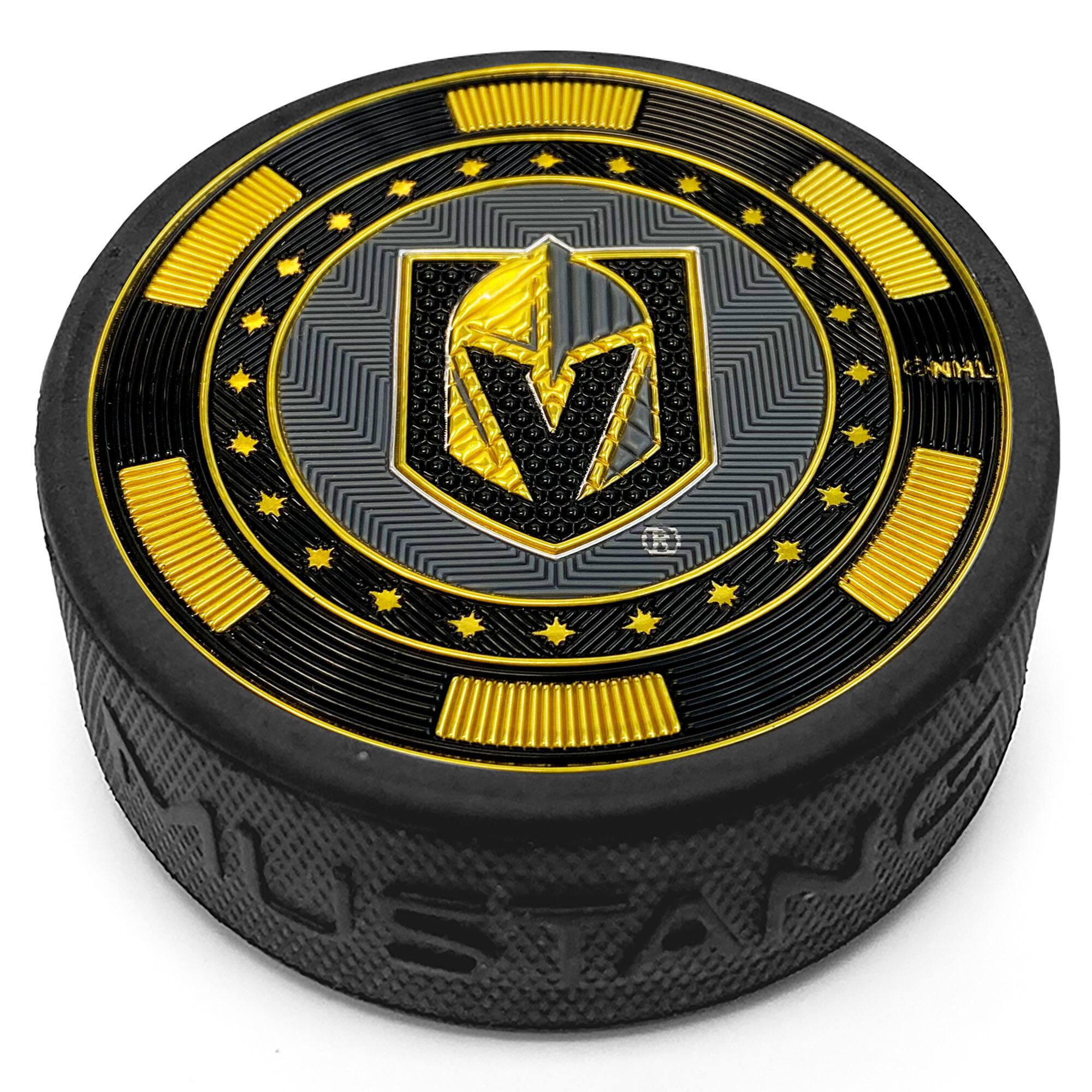 Front. Mustang Drinkware - Vegas Golden Knights 3'' Poker Chip Trimflexx Puck - Multicolor.