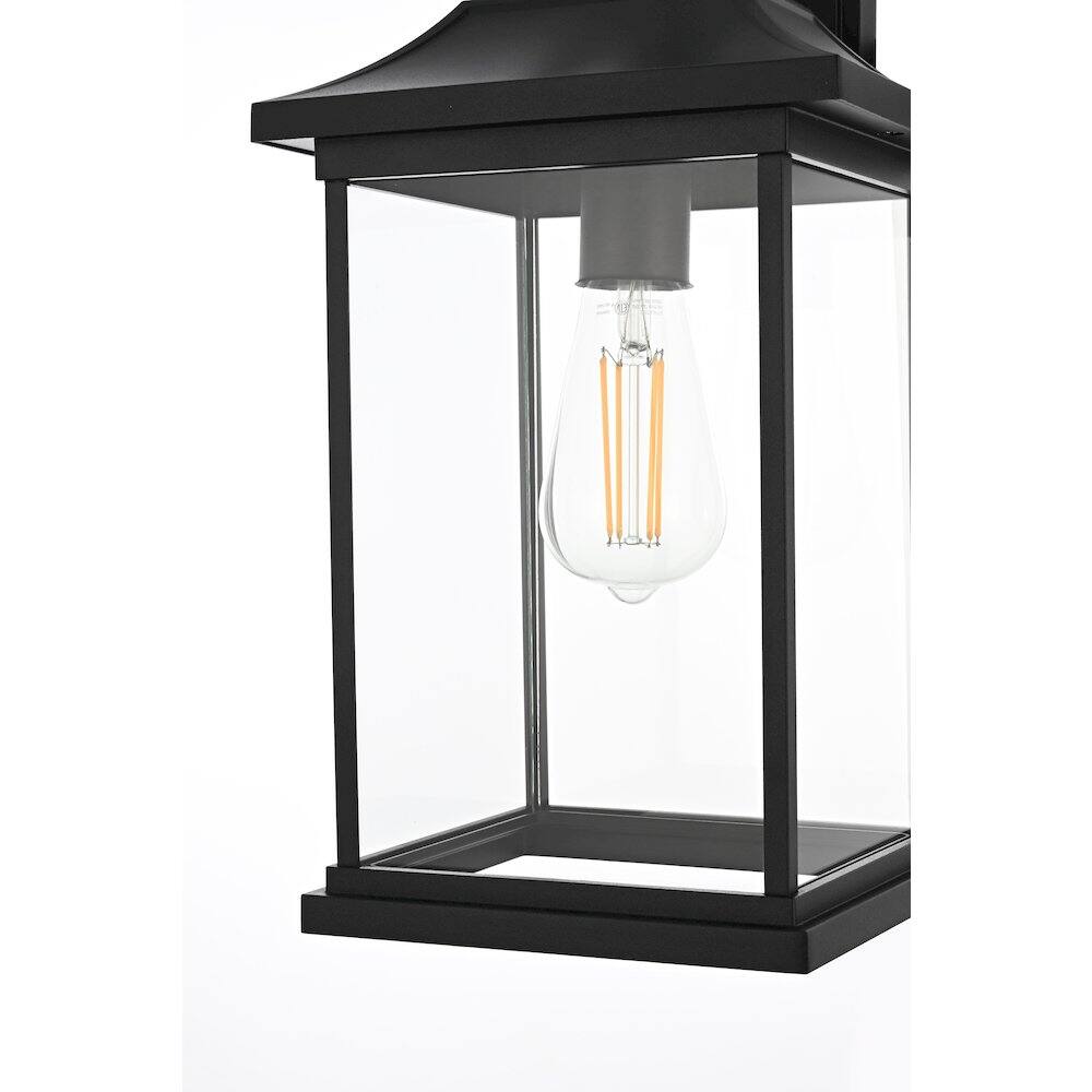 Alt View 2. Elegant Lighting - Saul 16 inch Outdoor Wall sconce in Black - Black And Clear.
