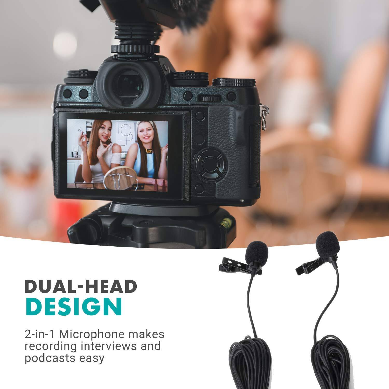 DUAL-HEAD DESIGN

2-in-1 Microphone makes recording interviews and podcasts easy