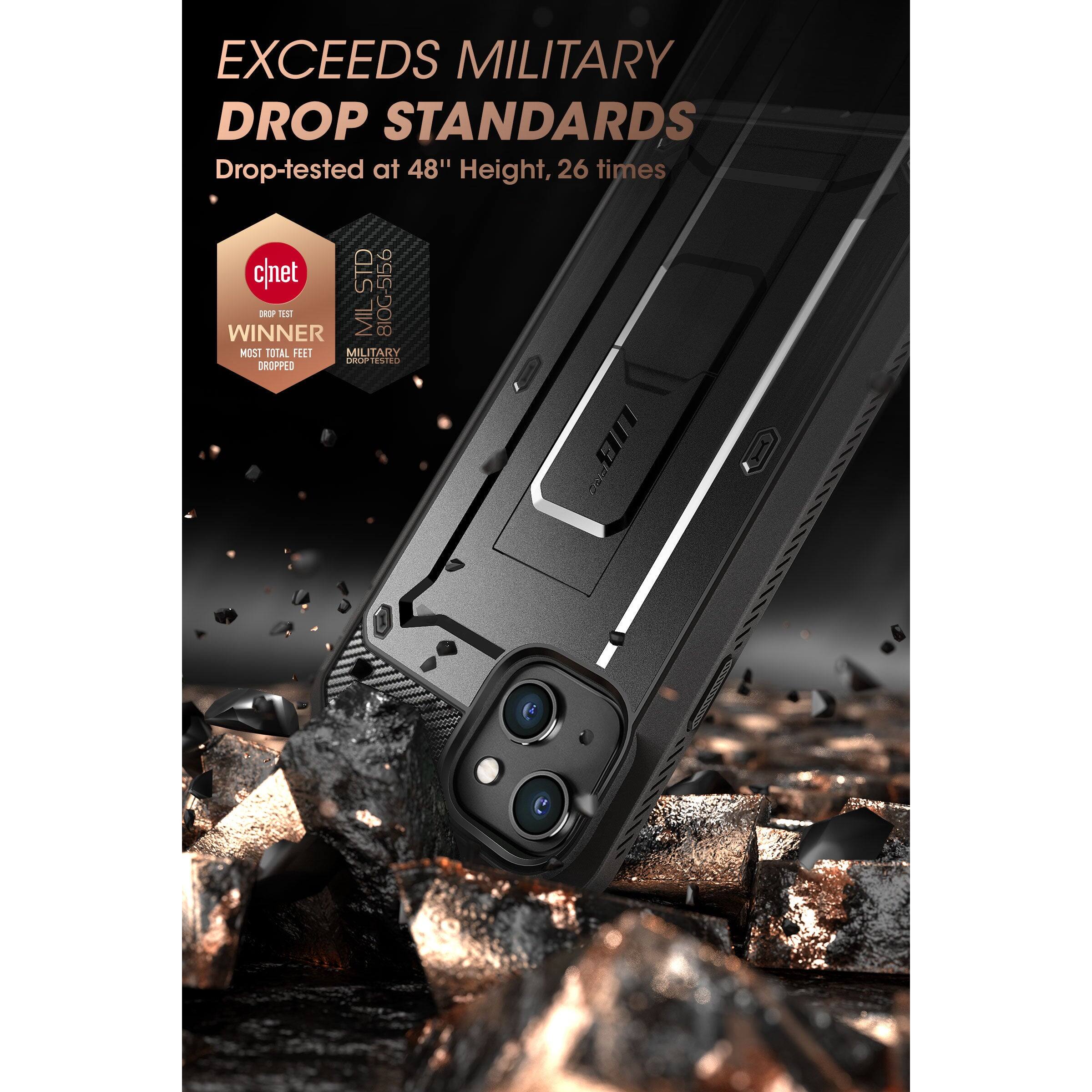 EXCEEDS MILITARY DROP STANDARDS  
Drop-tested at 48" Height, 26 times  

c|net  
DROP TEST  
WINNER  
MOST TOTAL FEET DROPPED  

MILITARY  
DROP TESTED  
MIL STD 810G-516.6