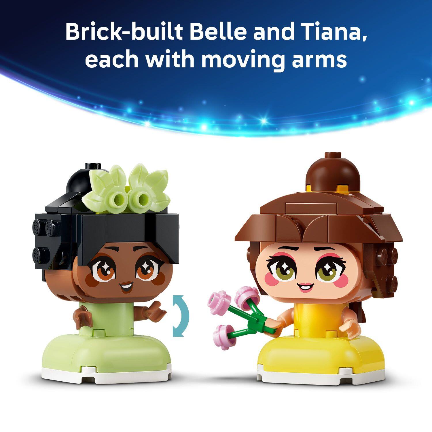 Brick-built Belle and Tiana, each with moving arms