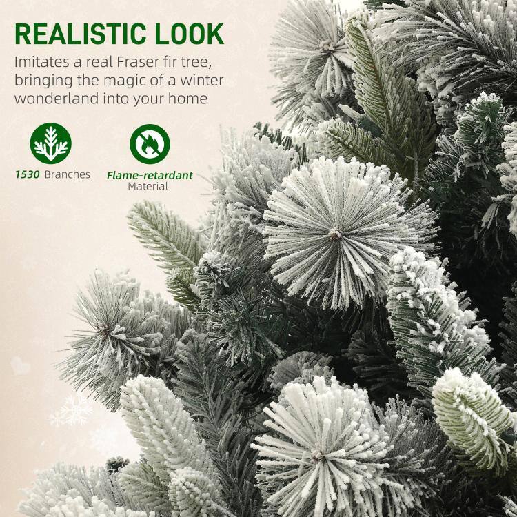 REALISTIC LOOK  
Imitates a real Fraser fir tree, bringing the magic of a winter wonderland into your home

1530 Branches  
Flame-retardant Material