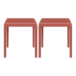 WestinTrends - Playa Plastic Modern Outdoor Patio Accent Side Tables (Set of 2) - Red