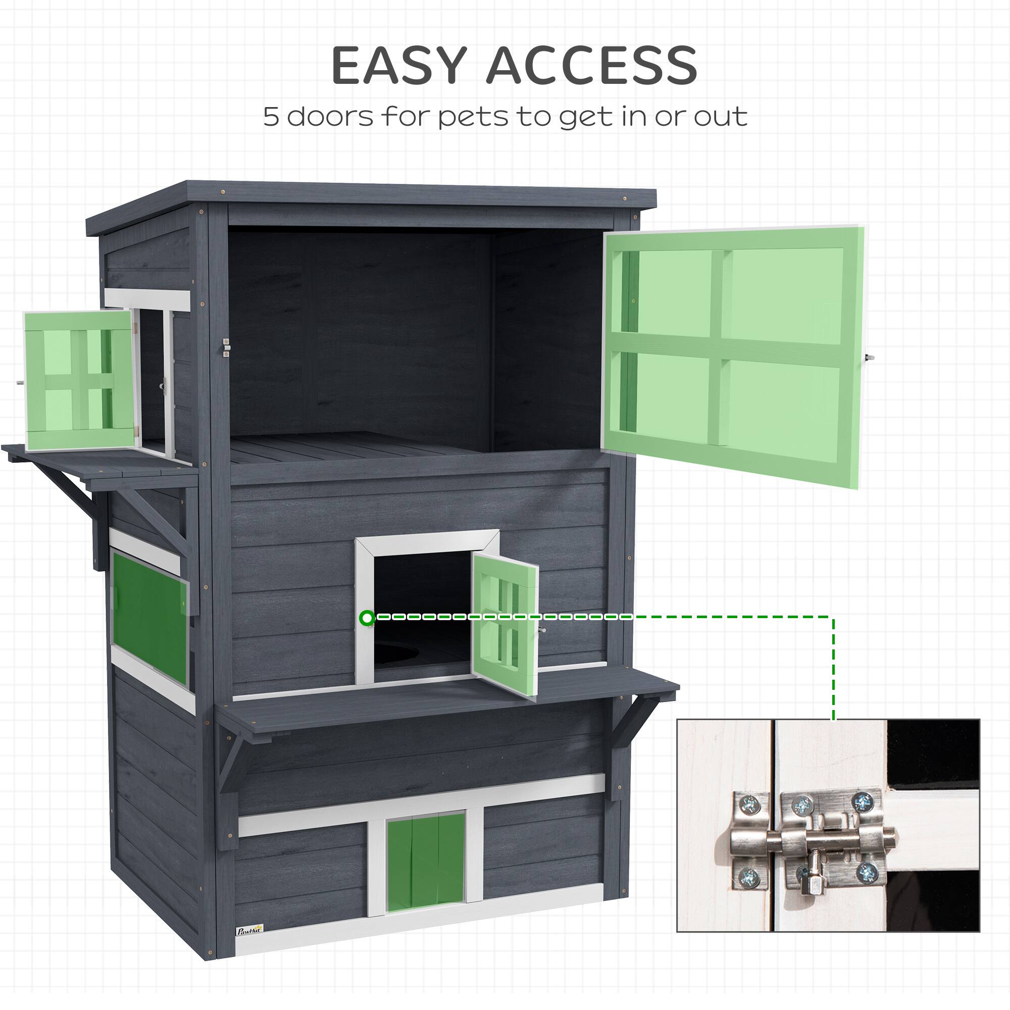 EASY ACCESS  
5 doors for pets to get in or out