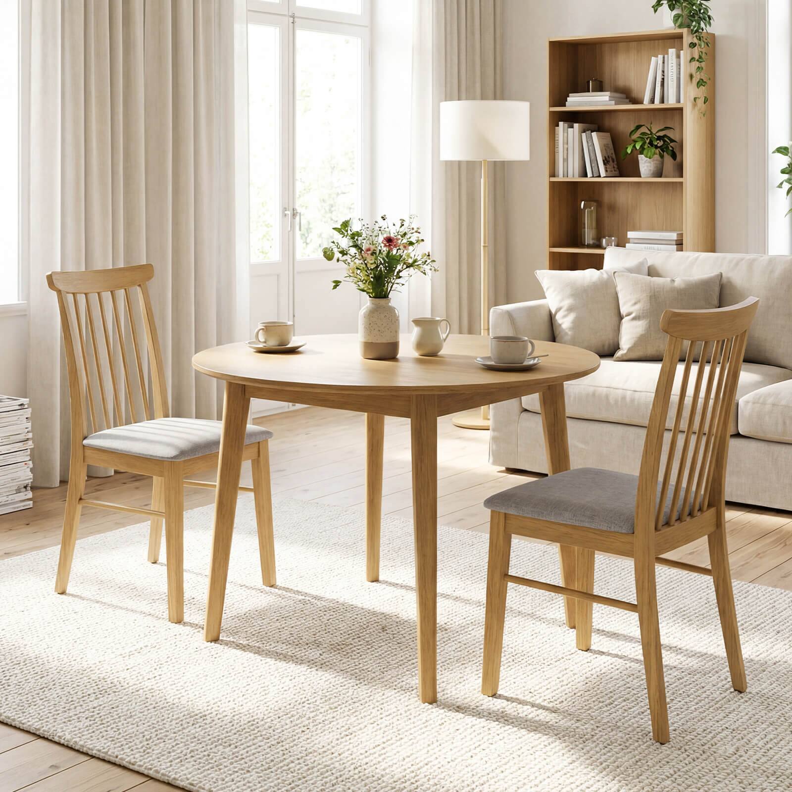 Alt View 3. Costway - Costway 4 PCS Dining Chairs with Rubber Wood Frame Padded Seat Spindle Back for  Restaurant - Gray + Natural.