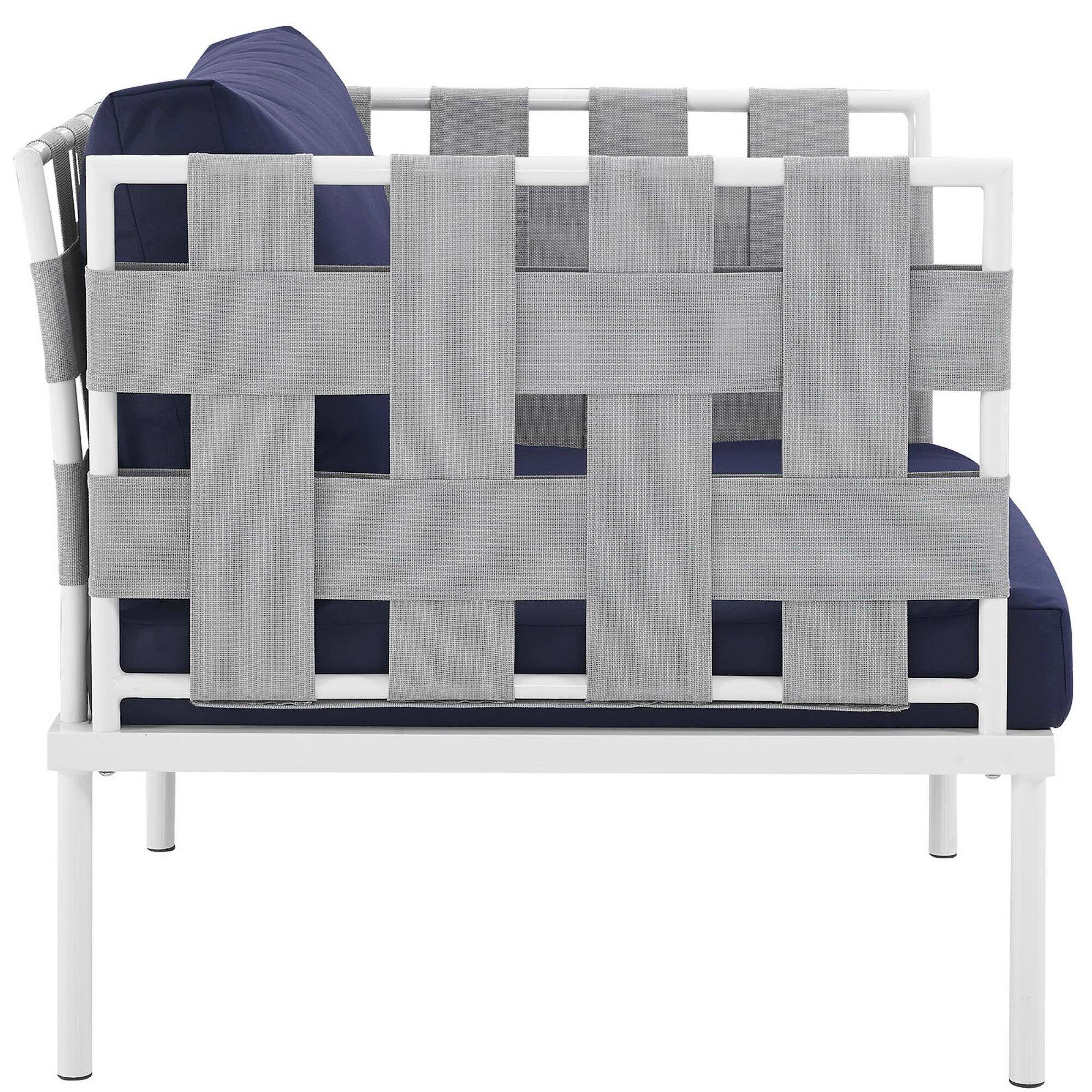 Left. Modway - Harmony Outdoor Patio Aluminum Armchair by Modway - White Navy.