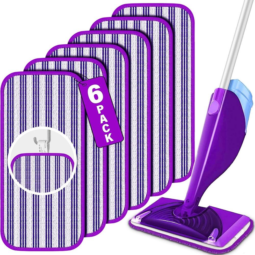 Front. Schertz - 6-Pack Reusable Mop Pads for Swiffer WetJet – Microfiber, Wet/Dry, Washable.