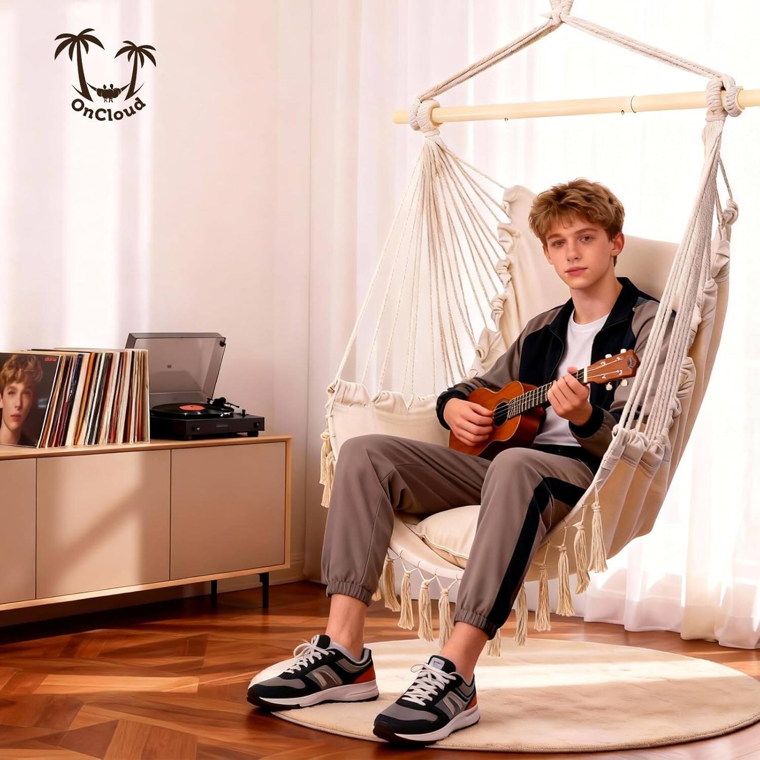 Winado Hanging Rope Swing Hammock Chair Macrame Hammock Swing Seat
