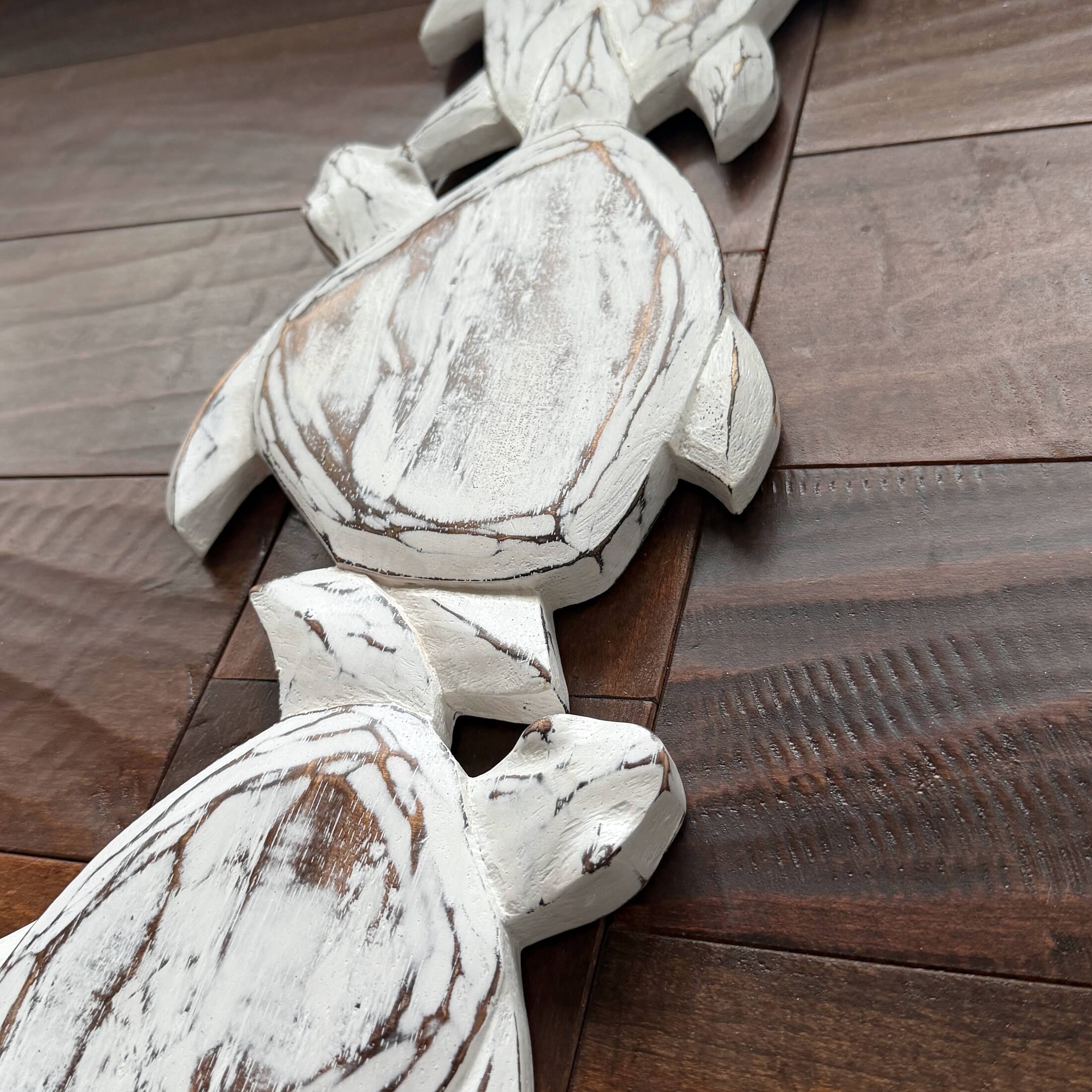 Alt View 5. Chesapeake Bay - Three Turtle Wood Wall Hanging Distressed White 24 Inch Coastal Nautical Decor - White.