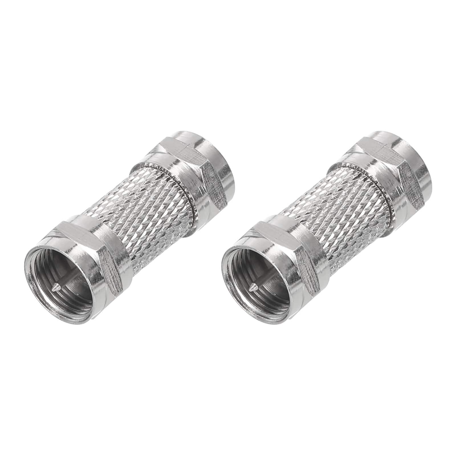 Unique Bargains - 2pcs F Male to Male RG6 Coaxial Coupler Extender, 75 Ohm Waterproof for Antenna/TV/Cable - Silver