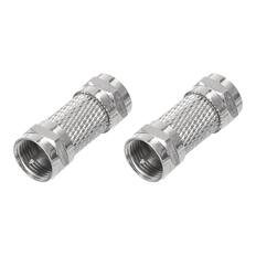 Front. Unique Bargains - 2pcs F Male to Male RG6 Coaxial Coupler Extender, 75 Ohm Waterproof for Antenna/TV/Cable - Silver.
