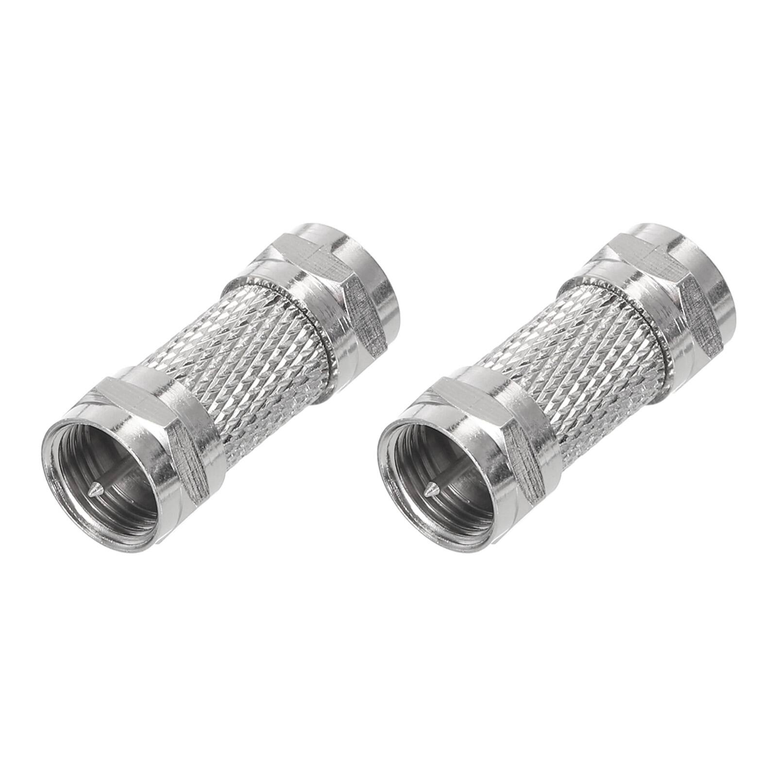 Front. Unique Bargains - 2Pcs F Male to Male RG6 Coaxial Coupler Extender, 75 Ohm Waterproof for Antenna/TV/Cable - Silver.