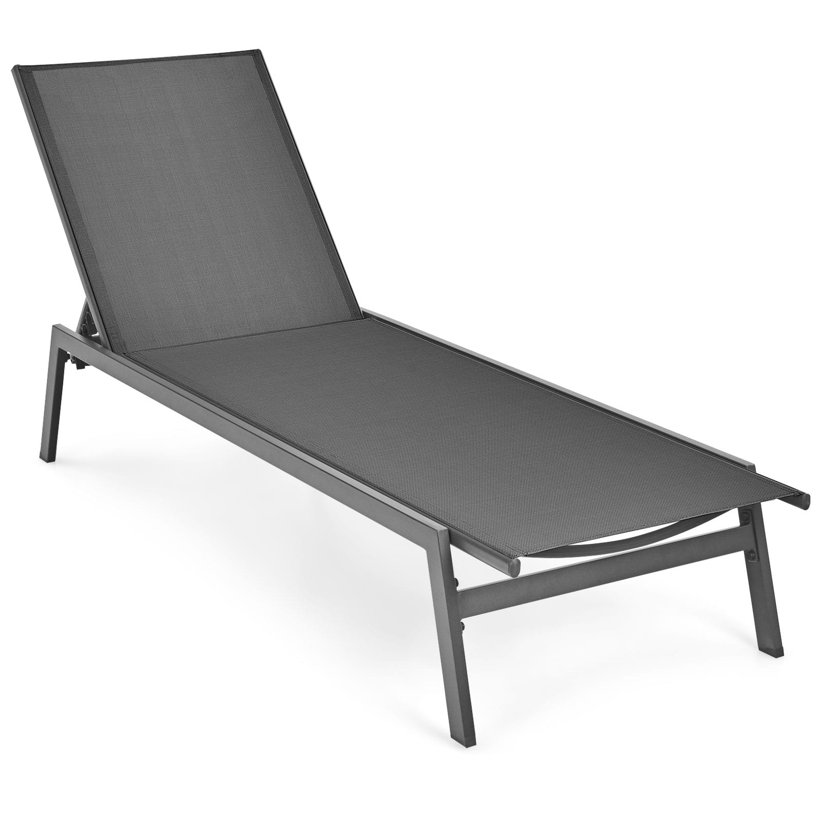 Costway - 1 PCS Patio Lounge Chair Chaise Recliner Back Adjustable Garden Deck - Gray