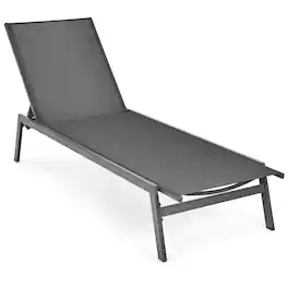 Costway - 1 PCS Patio Lounge Chair Chaise Recliner Back Adjustable Garden Deck - Gray