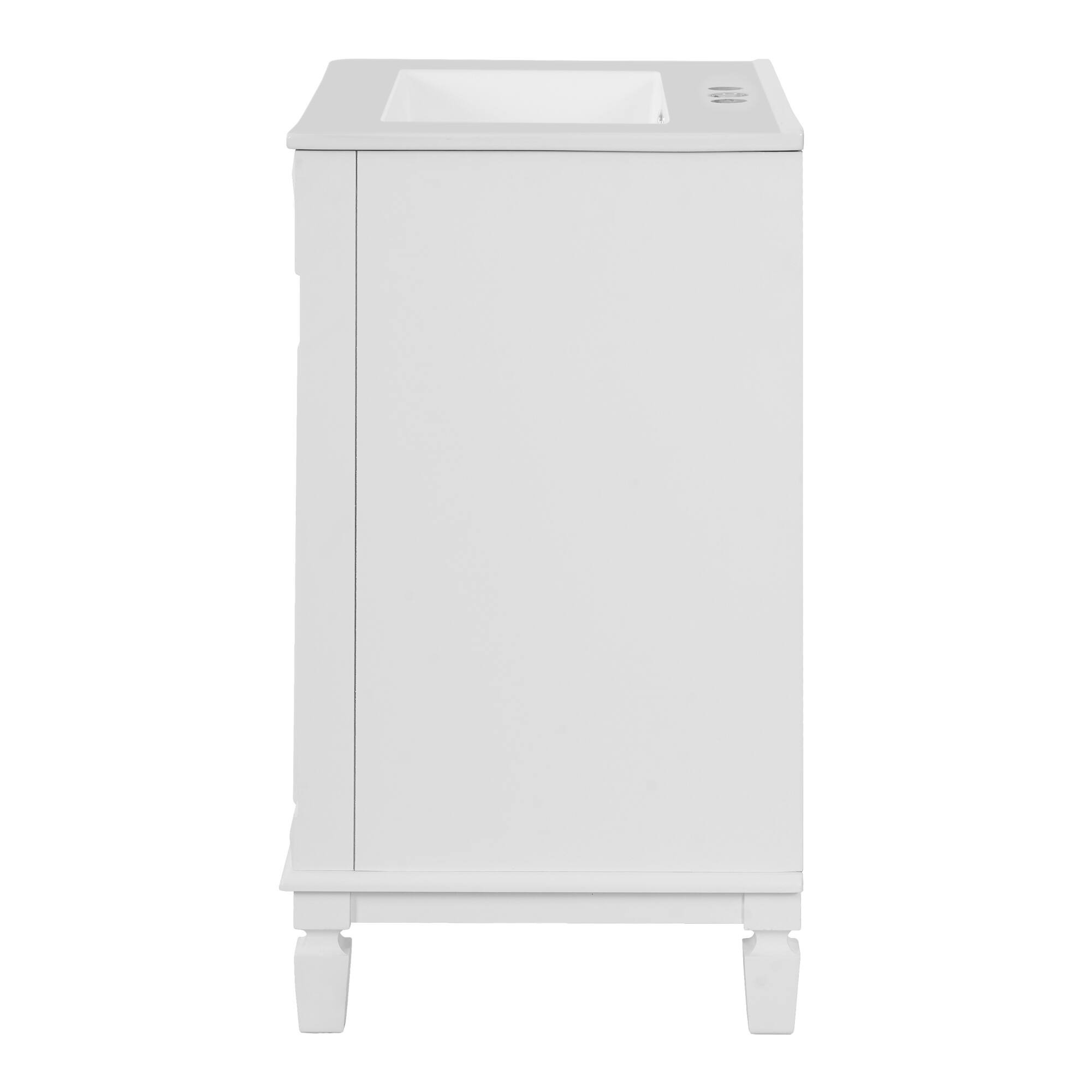 Alt View 9. ELEMENT ACE - Modern Bathroom Vanity with Ceramic Sink and Soft-Closing Doors, Solid Wood Frame Storage Cabinet - White.