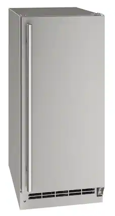 Left. U-Line - 15" 55-lb Freestanding Icemaker - Stainless steel.