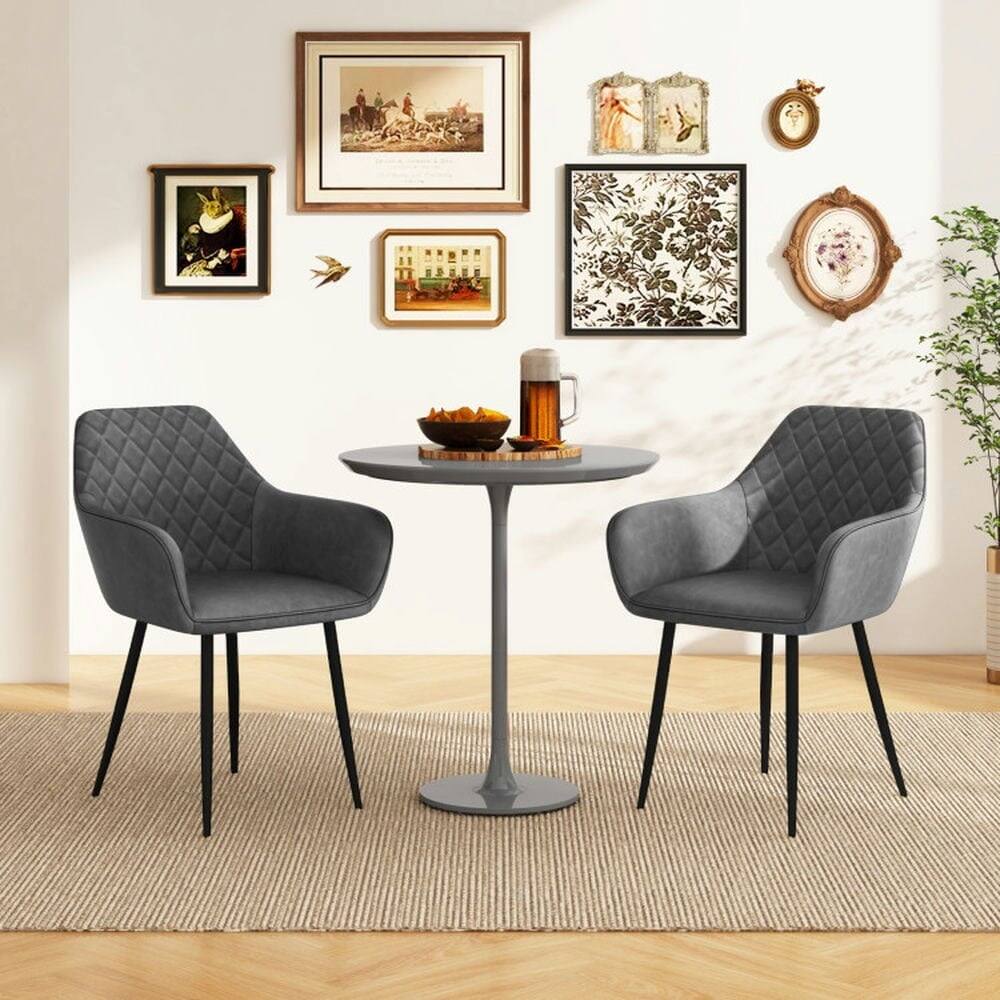 Back. Kadyn - Dining Room Chairs, Kitchen Chairs,Leisure Dining Chair Set of 2 with Curved Backrest and Wide Seat-Gray - Gray.
