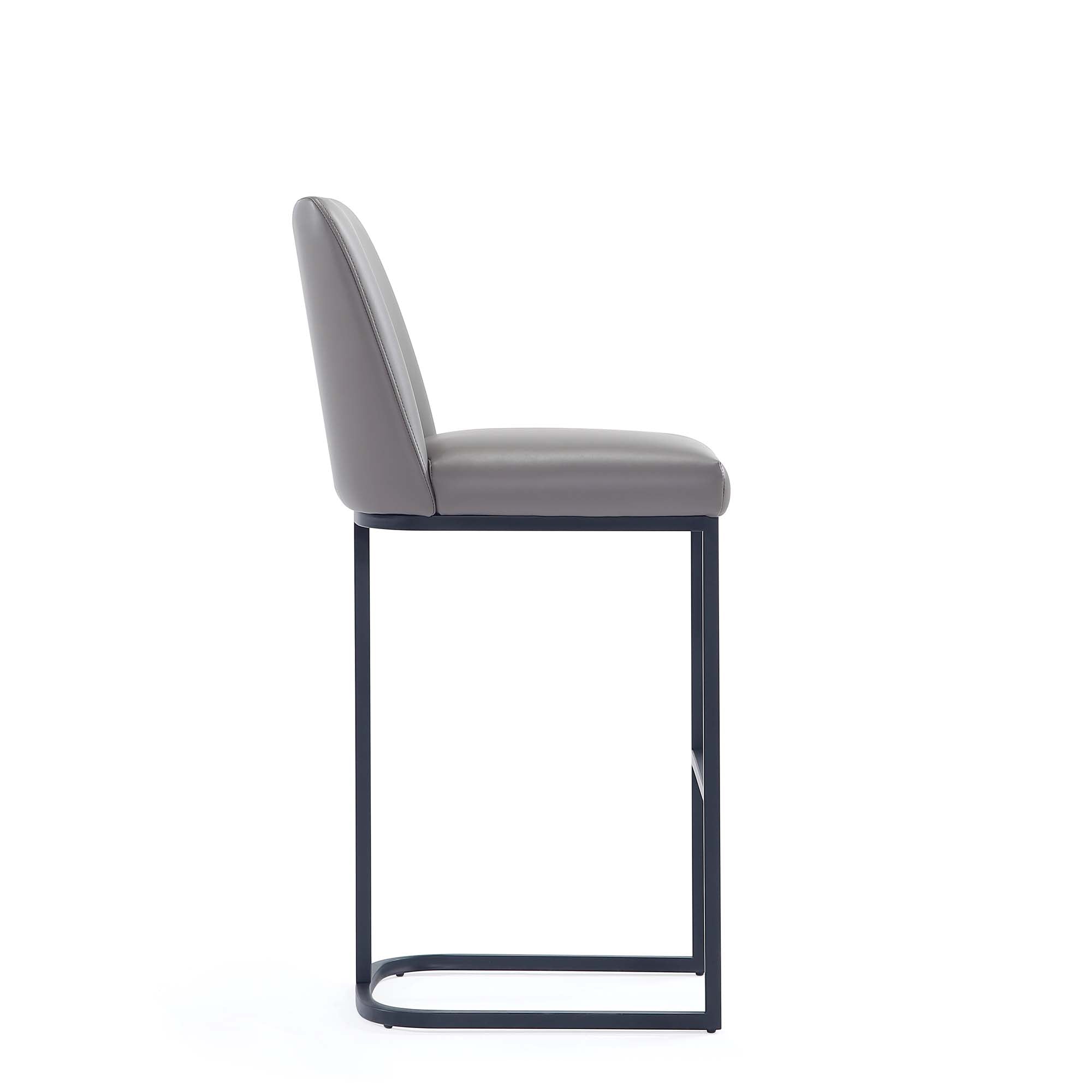 Alt View 3. Manhattan Comfort - Serena Modern Metal Upholstered Barstool - Set of 3 - Taupe.
