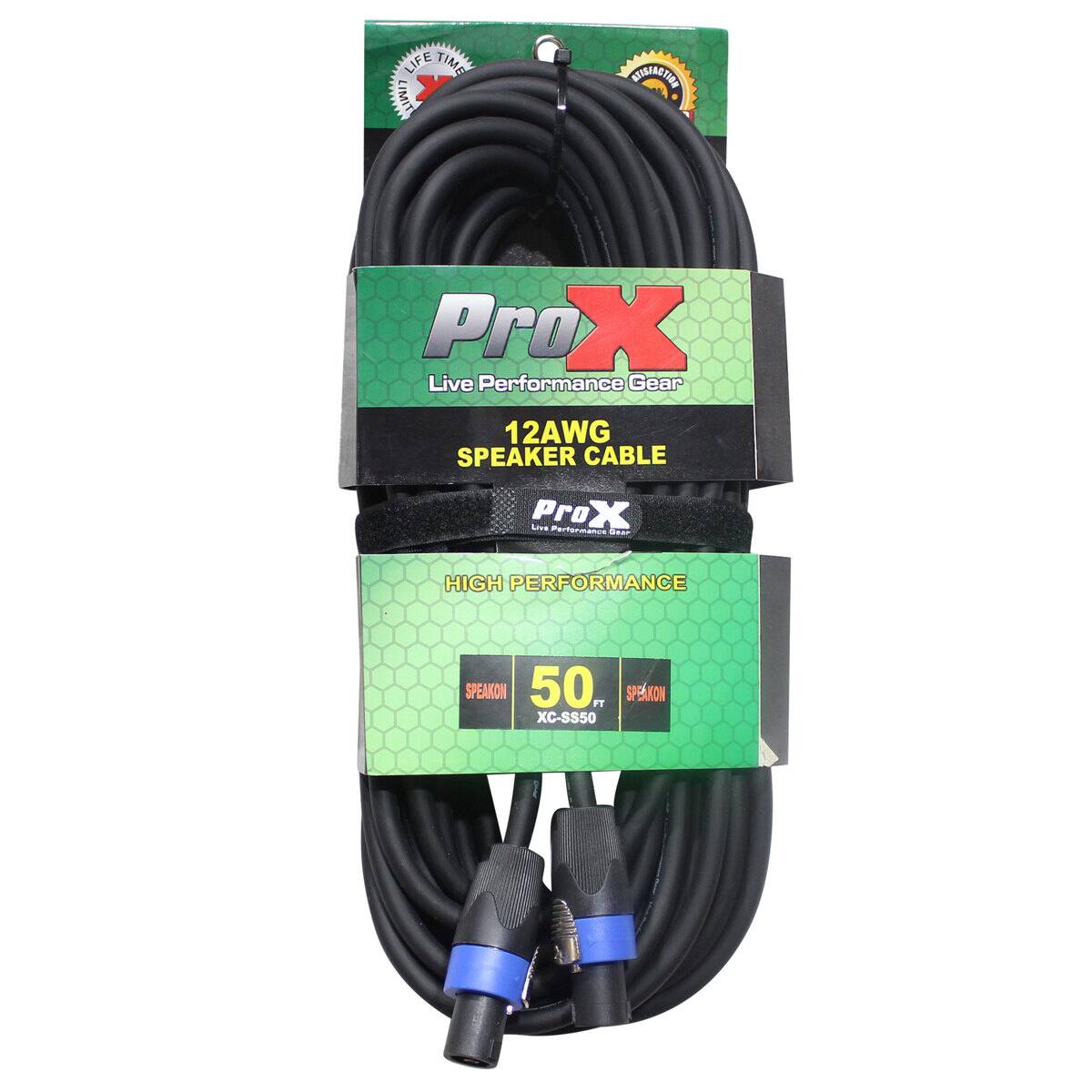 LIFE TIME WARRANTY

QUASSACTION

ProX Live Performance Gear 12AWG SPEAKER CABLE ProX Live Performance 100%
HIGH PERFORMANCE
SPEAKON 50 FT XC-SS50