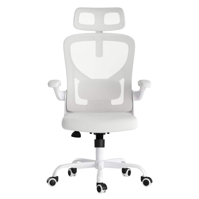 HTUTWOO - Ergonomic Office Chair, Home Office Desk Chair with Headrest with Armrests and Adjustable Lumbar Support for Office,Game - White