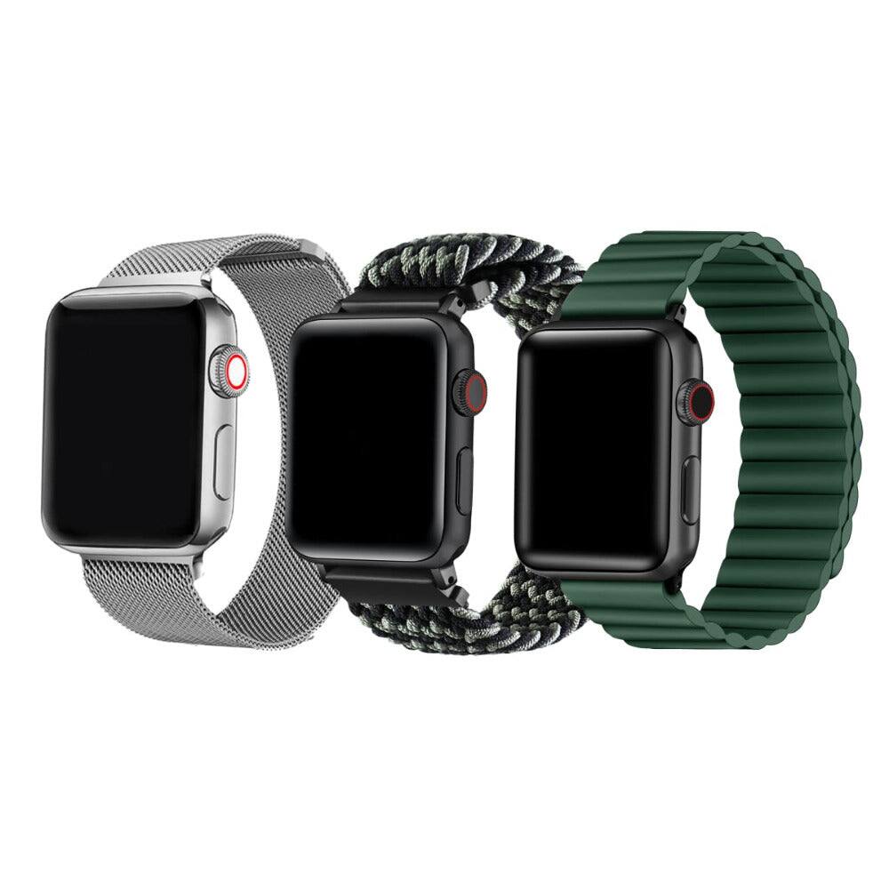 Front. Posh Tech - 3-Pack Men's Bands for Apple Watch - Green.