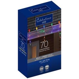 Celebrations - Blue LED C9 Multicolored 70 ct Icicle Christmas Lights 9 ft.