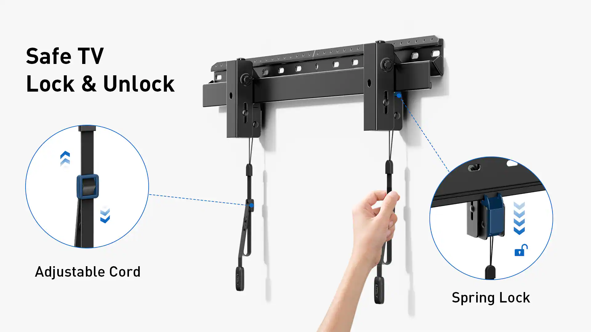Safe TV Lock & Unlock Adjustable Cord Spring Lock