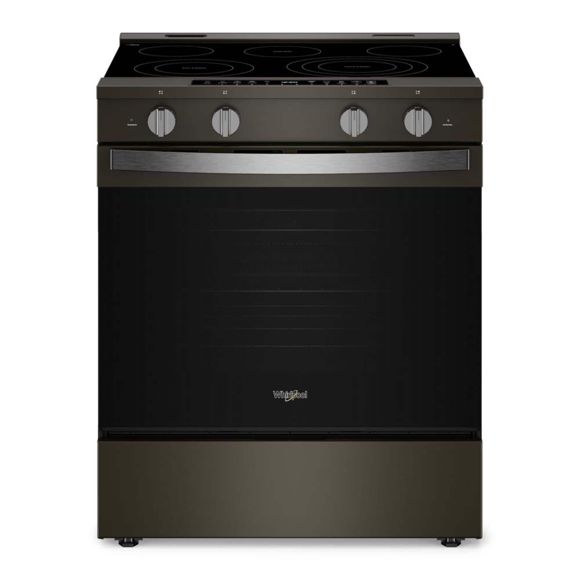 Whirlpool - 5.3 Cu. Ft. Slide-In Electric True Convection Range with Air Cooking Technology and WipeClean Coating - Black Stainless Steel - Front_Zoom