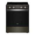 Whirlpool - 30” Wide 5 element 5.3 cu. ft. Smart Slide-In Electric Range-Air Cook Technology, No Preheat Air Fry, WipeClean Coating - Black Stainless Steel