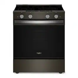Whirlpool - 5.3 Cu. Ft. Slide-In Electric True Convection Range with Air Cooking Technology and WipeClean Coating - Black Stainless Steel