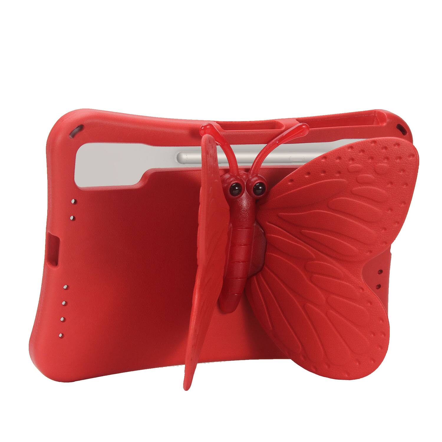 Alt View 2. Dteck - Kids Butterfly Case for Samsung Galaxy Tab S9 FE+ 2023 & Tab S9+ & Tab S8+ & S7 FE,3D Cartoon EVA Shockproof Stand Cover - Red.