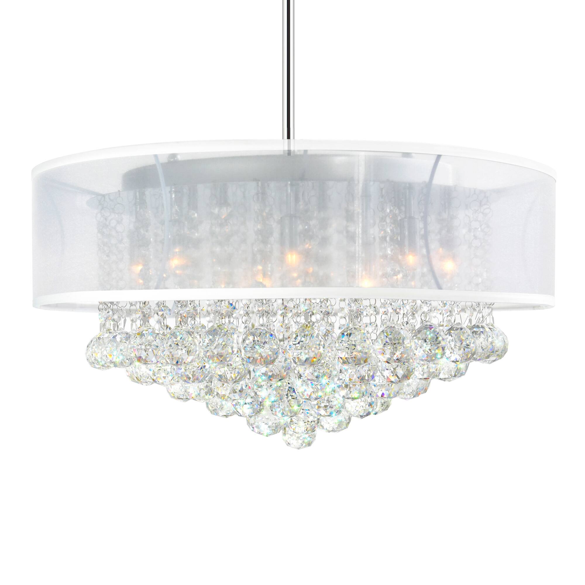 Angle. CWI Lighting - Radiant 12 Light Drum Shade Chandelier With Chrome Finish - Chrome.